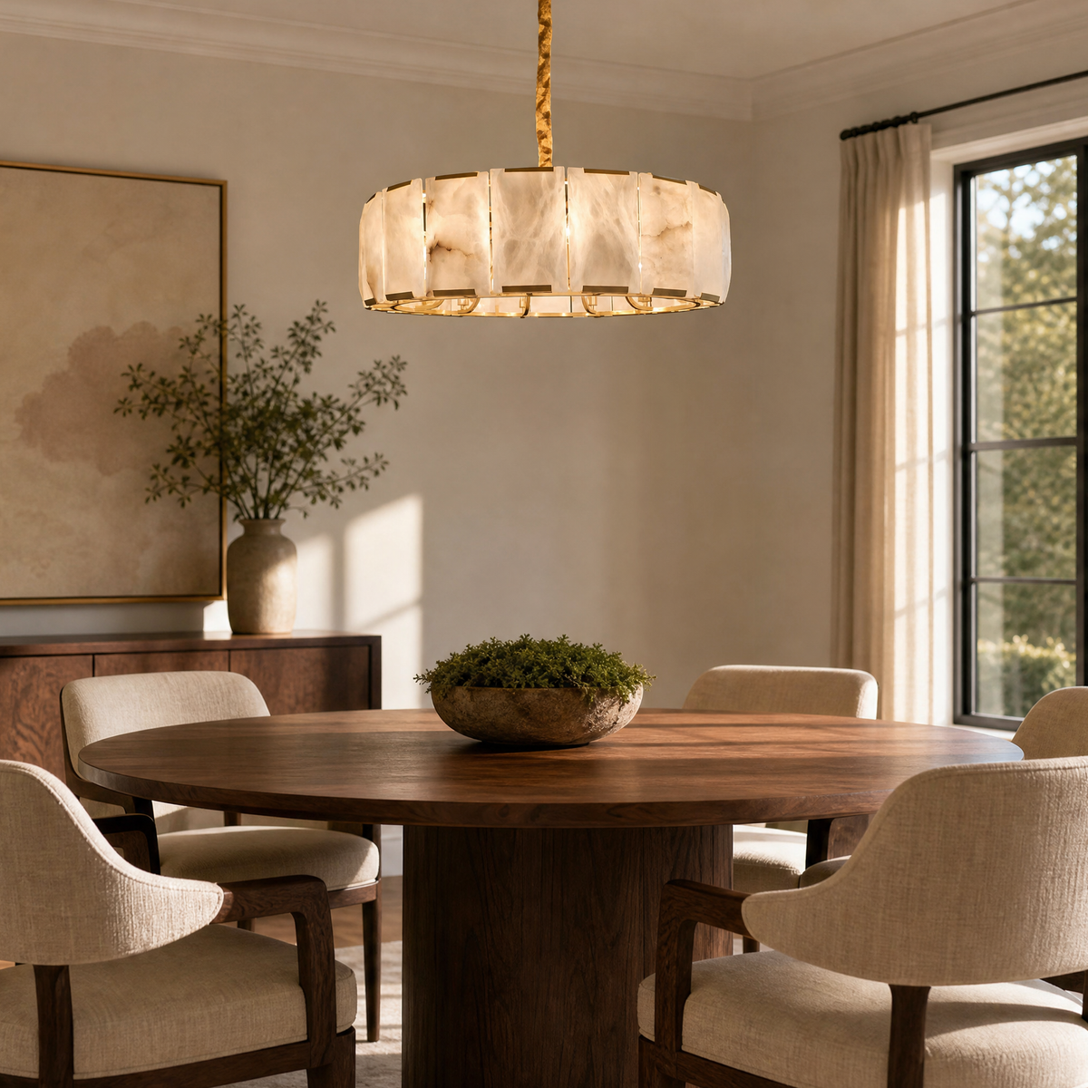 Modern Round Drum Pendant Chandelier