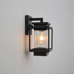 Modern Sand Black Iron Textured Glass Box Wall Sconce