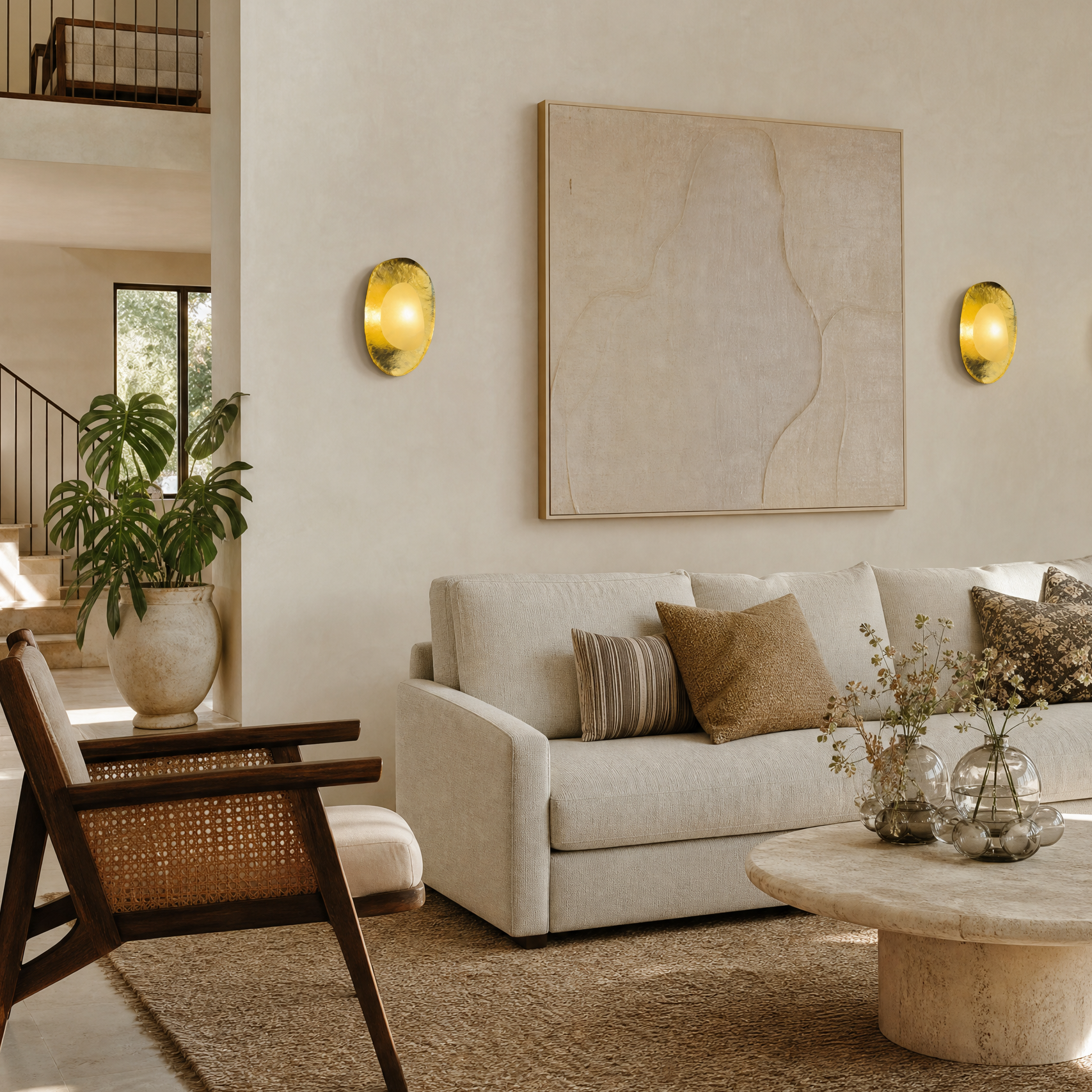 Modern Sculptural Gold Wall Sconce