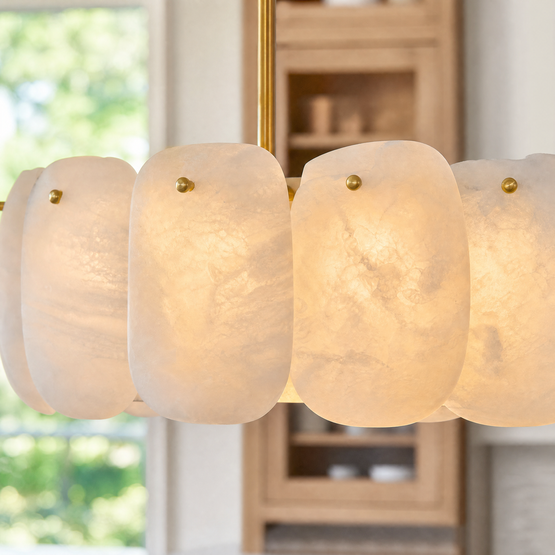 Modern Spanish Alabaster Rectangular Chandelier