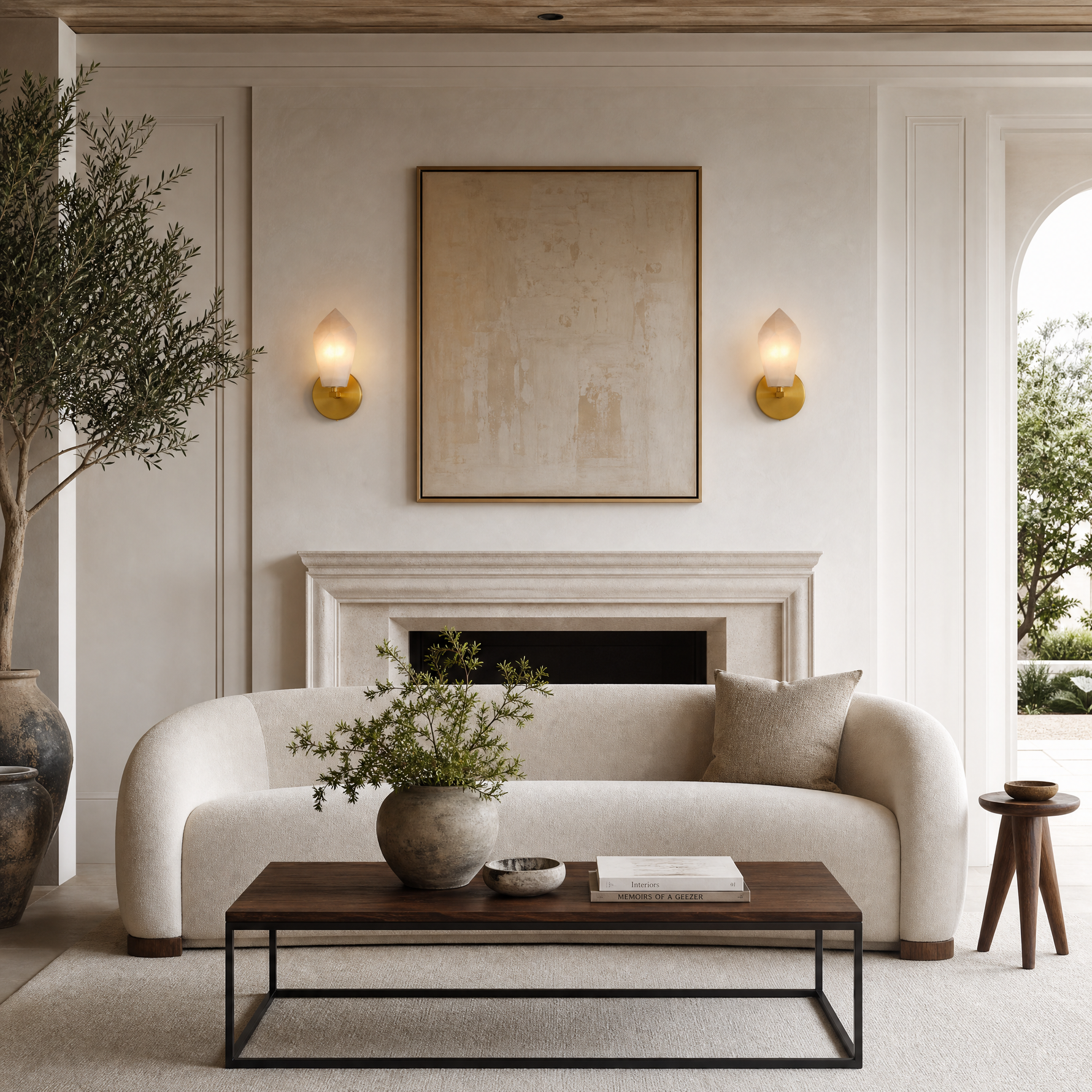 Modern Spanish Alabaster Wall Sconces (Set of 2)