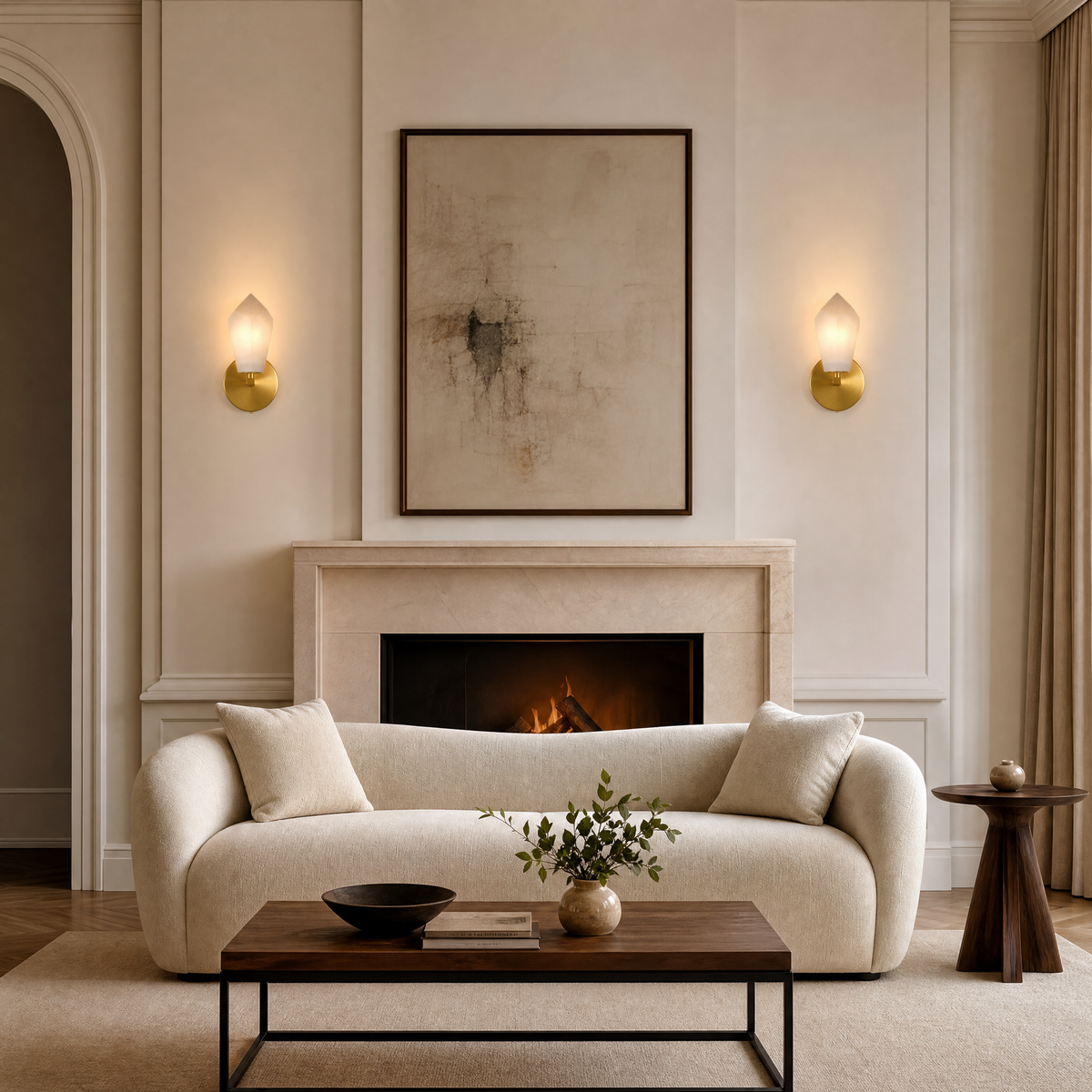 Modern Spanish Alabaster Wall Sconces (Set of 2)