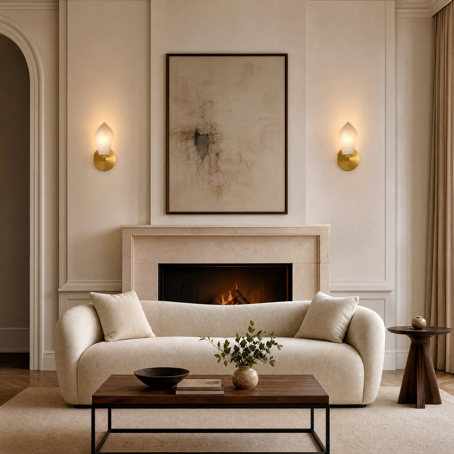 Modern Spanish Alabaster Wall Sconces (Set of 2)