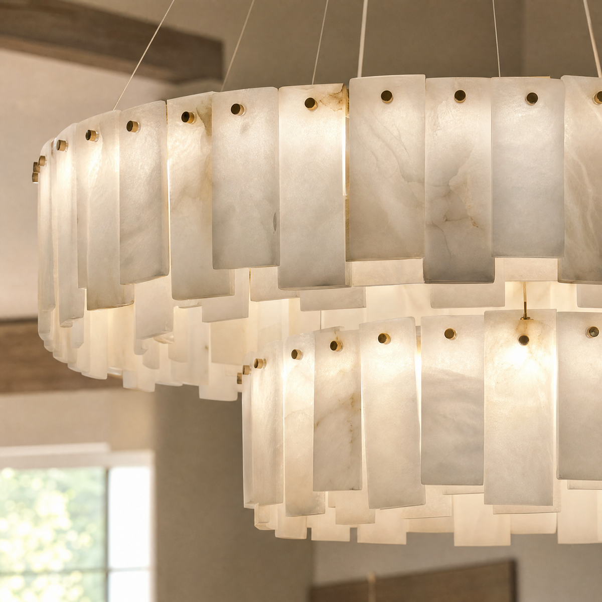 Modern Two-Tier Circular Pendant Chandelier