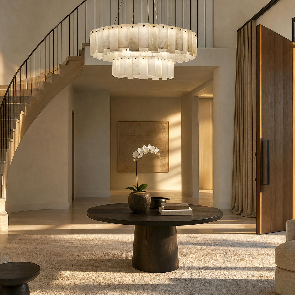 Modern Two-Tier Circular Pendant Chandelier