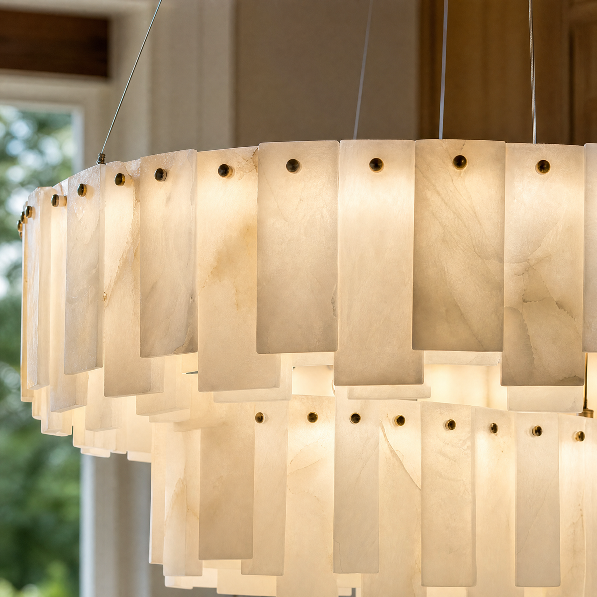Modern Two-Tier Circular Pendant Chandelier