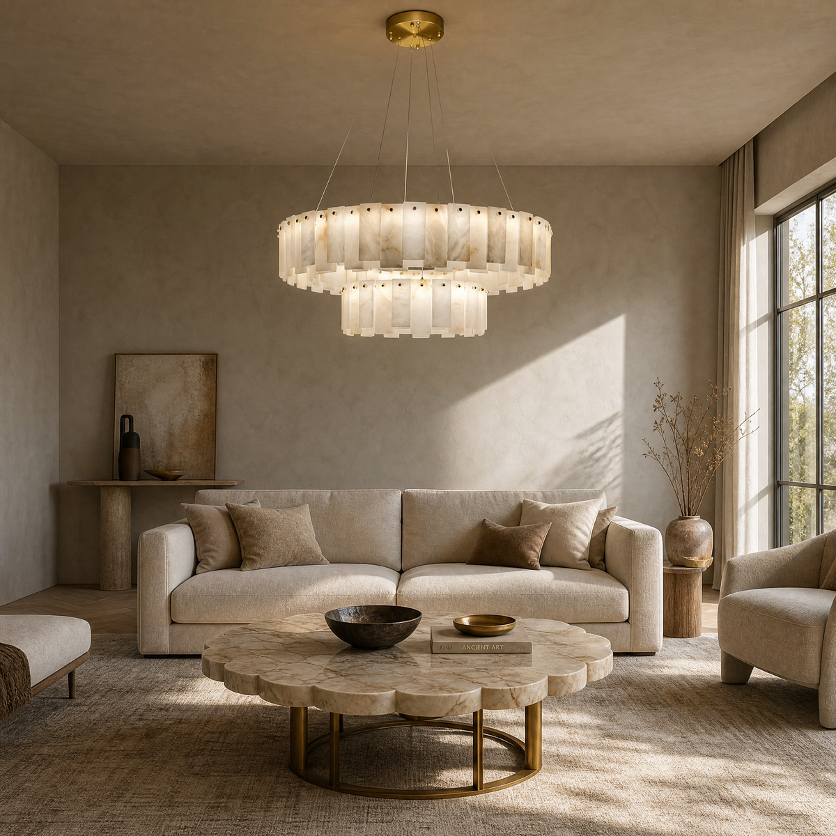 Modern Two-Tier Circular Pendant Chandelier