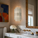 Modern Wall Sconce Green Natural Stone Gold Metal W11.8" for Hallway Bedroom
