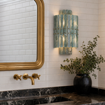 Modern Wall Sconce Green Natural Stone Gold Metal W11.8" for Hallway Bedroom