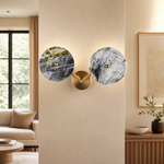 Modern Wall Sconce Natural Stone Metal W16.5" for Hallway Bedroom