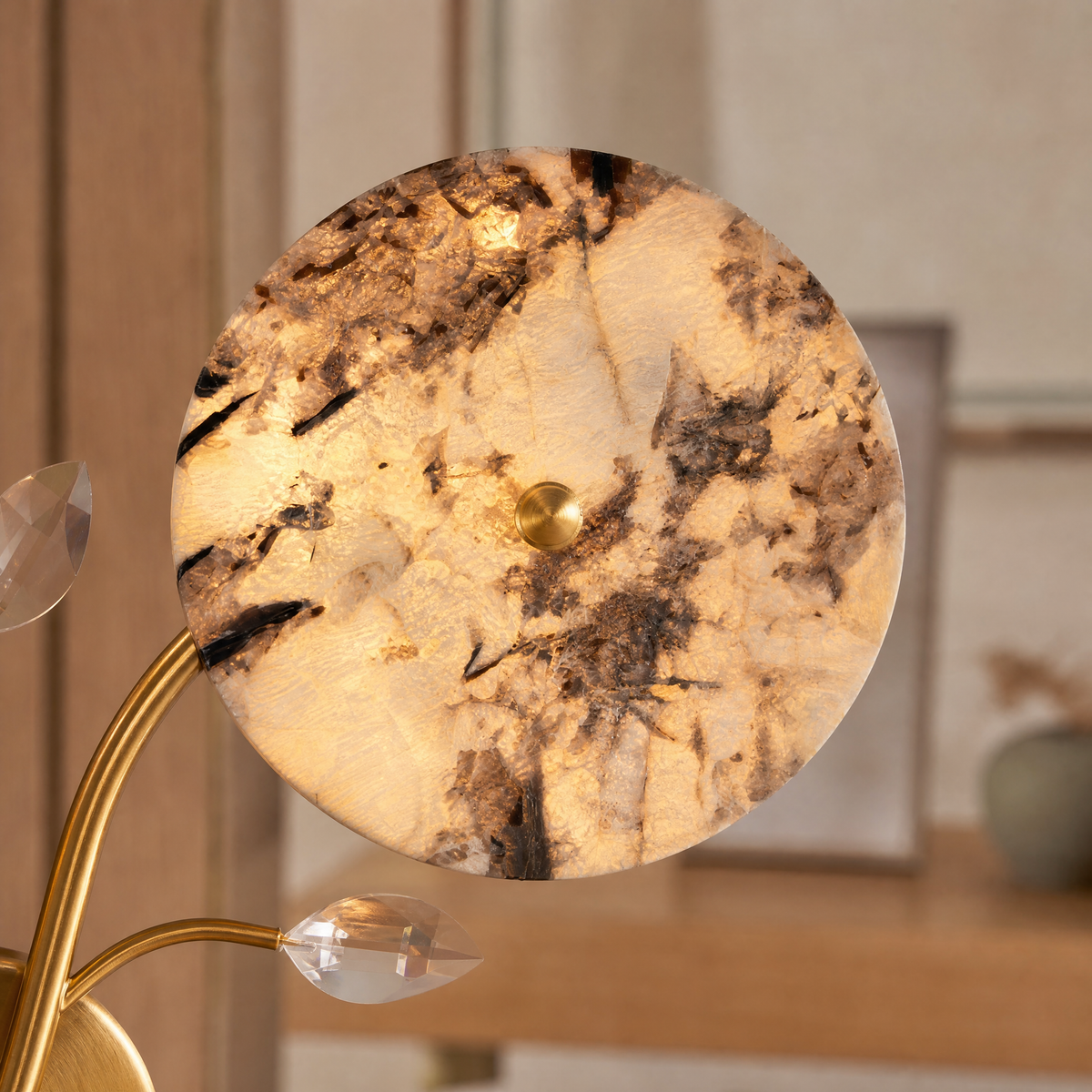 Modern Wall Sconce Natural Stone Metal W16.5" for Hallway Bedroom