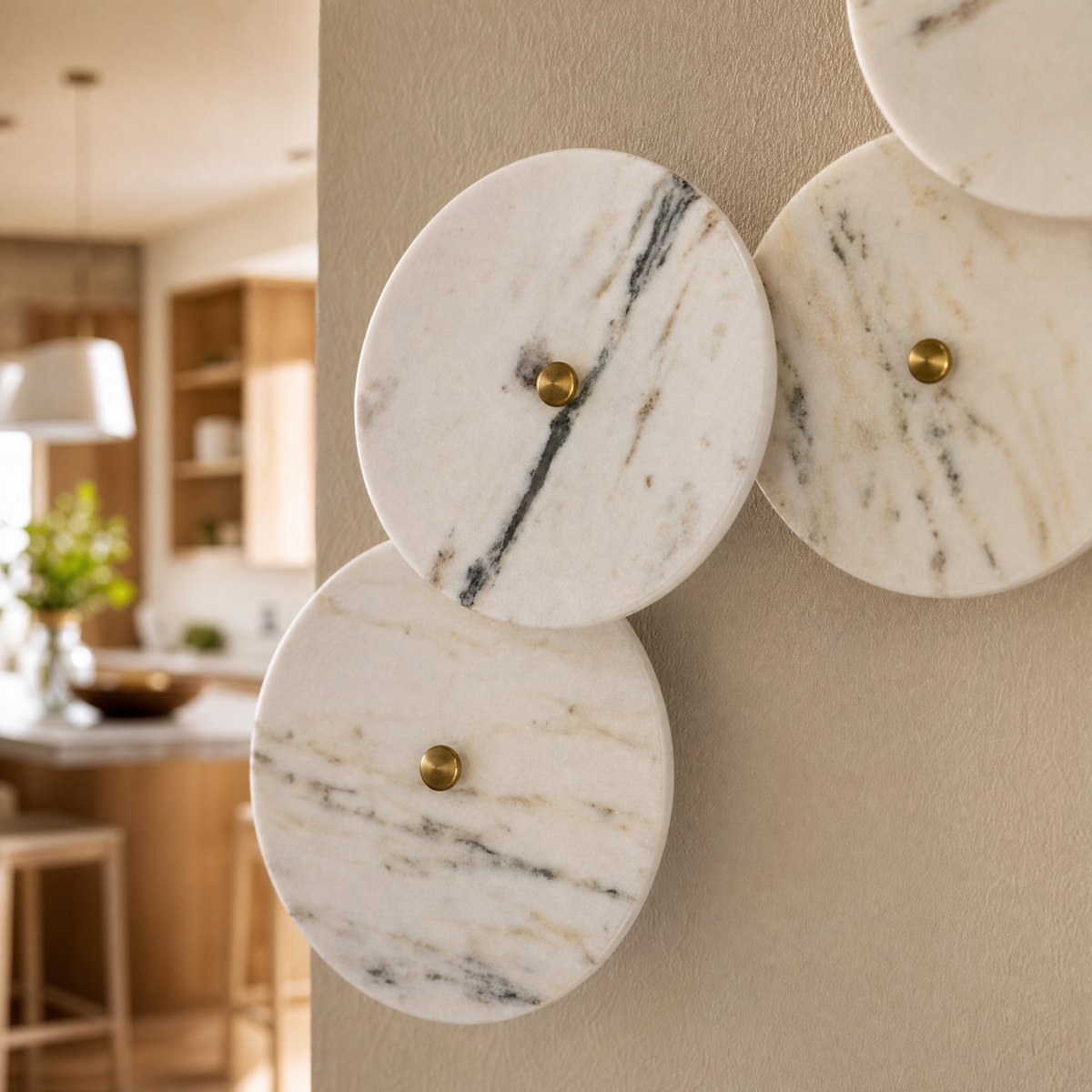 Modern Wall Sconce Natural Stone Metal W21.7" for Hallway Bedroom