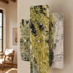 Modern Wall Sconce Natural Stone Panel Metal W10.2" for Hallway Bedroom