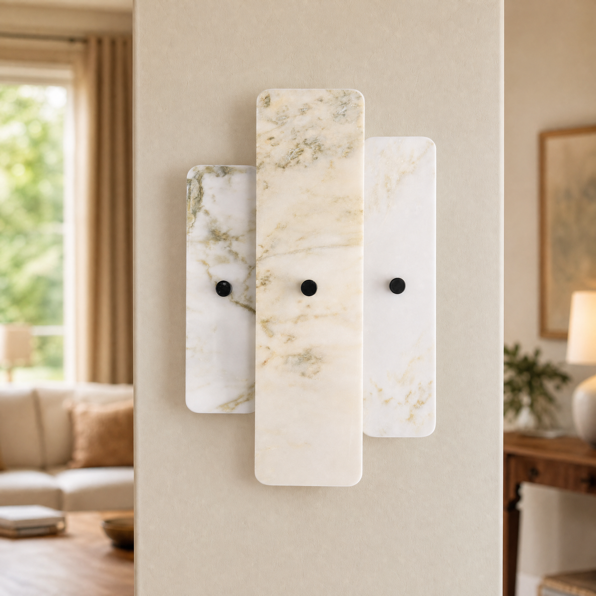 Modern Wall Sconce Natural Stone Panel Metal W10.2" for Hallway Bedroom
