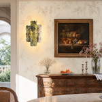 Modern Wall Sconce Natural Stone Panel Metal W10.2" for Hallway Bedroom