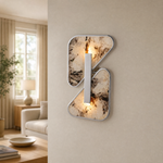 Modern Wall Sconce Natural Stone Translucent Panels Black for Hallway Bedroom