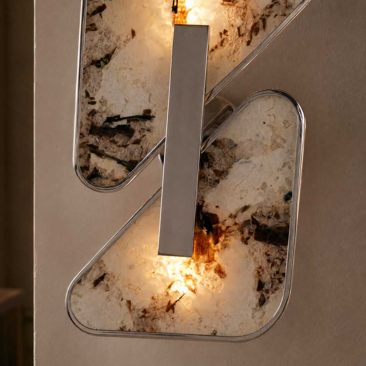 Modern Wall Sconce Natural Stone Translucent Panels Black for Hallway Bedroom