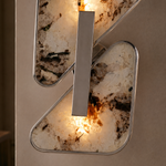 Modern Wall Sconce Natural Stone Translucent Panels Black for Hallway Bedroom