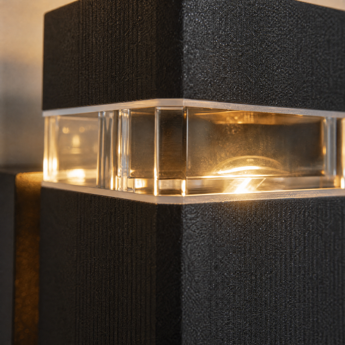 Modern Wall Sconce Up Down Sand Black Die-cast Aluminum Acrylic 2-Light 13.4"H for Porch