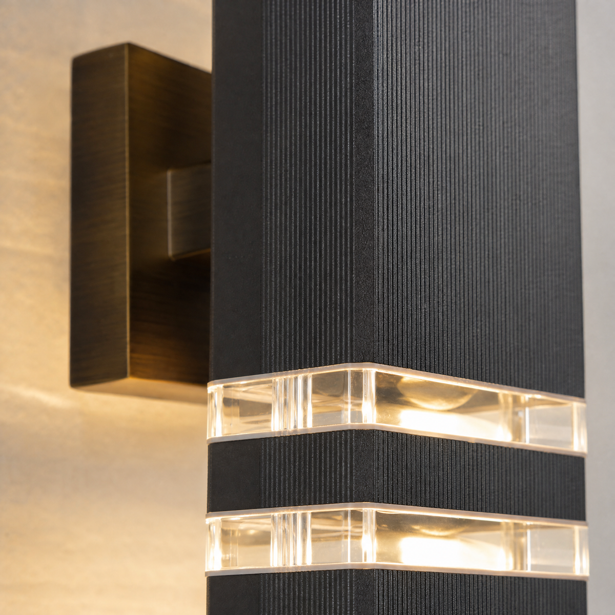 Modern Wall Sconce Up Down Sand Black Die-cast Aluminum Acrylic 2-Light 13.4"H for Porch