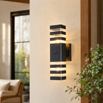 Modern Wall Sconce Up Down Sand Black Die-cast Aluminum Acrylic 2-Light 13.4"H for Porch
