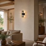 Modern Wall Sconce Up Down Sand Black Die-cast Aluminum Acrylic 2-Light 13.4"H for Porch