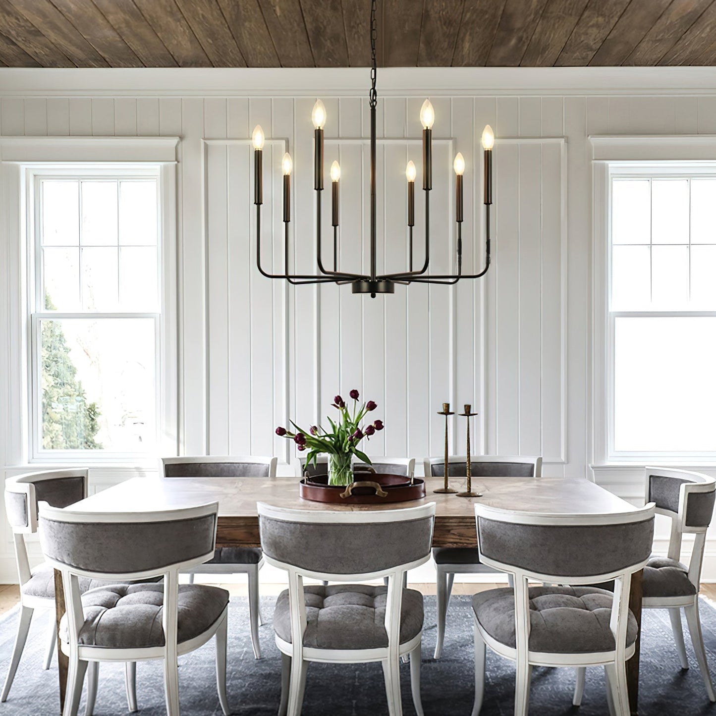 Monroe Polished Gold Modern Chandelier with Brass or Black Finish
