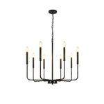 Monroe Polished Gold Modern Chandelier with Brass or Black Finish