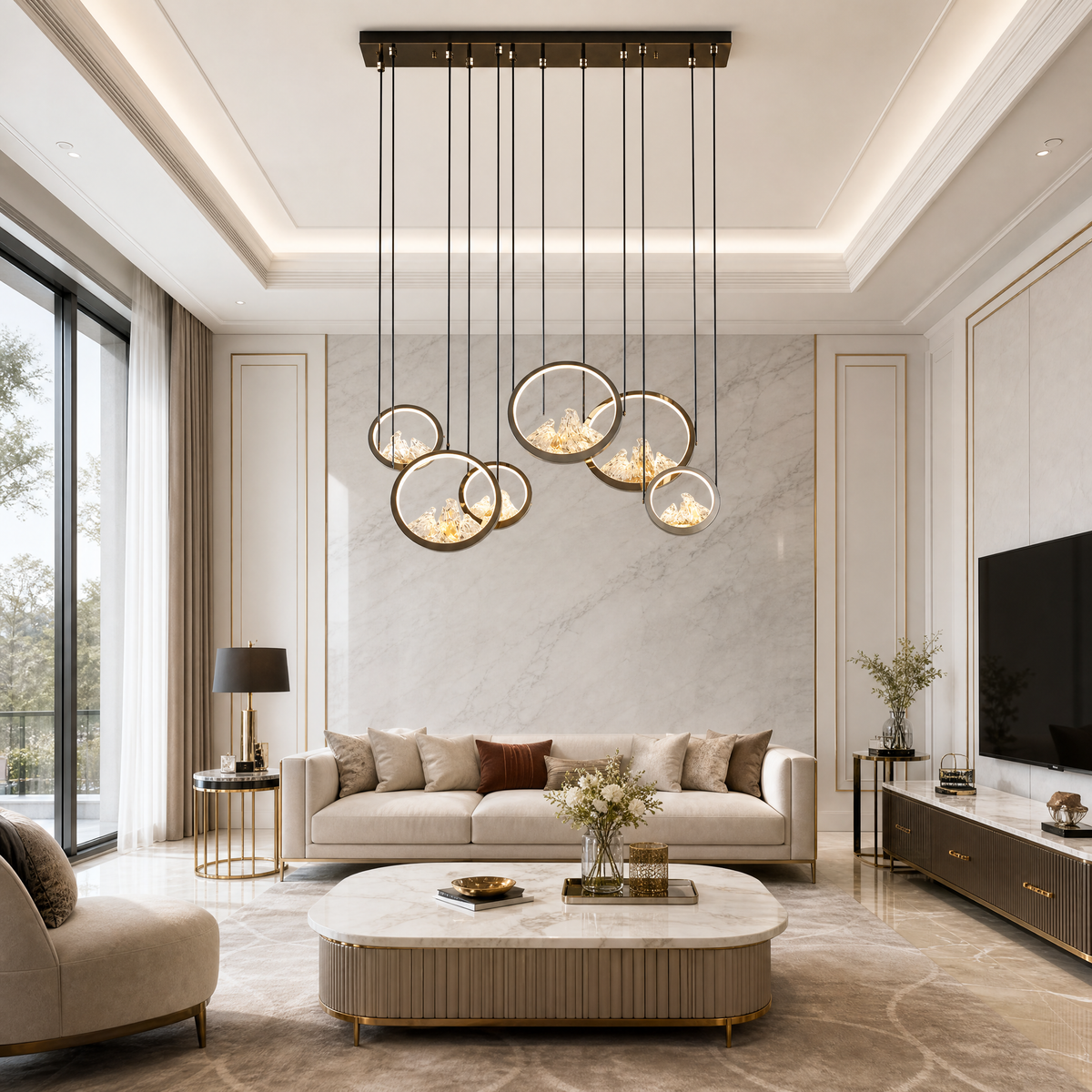 Moonlit Realm Modern Linear Dining Pendant Light