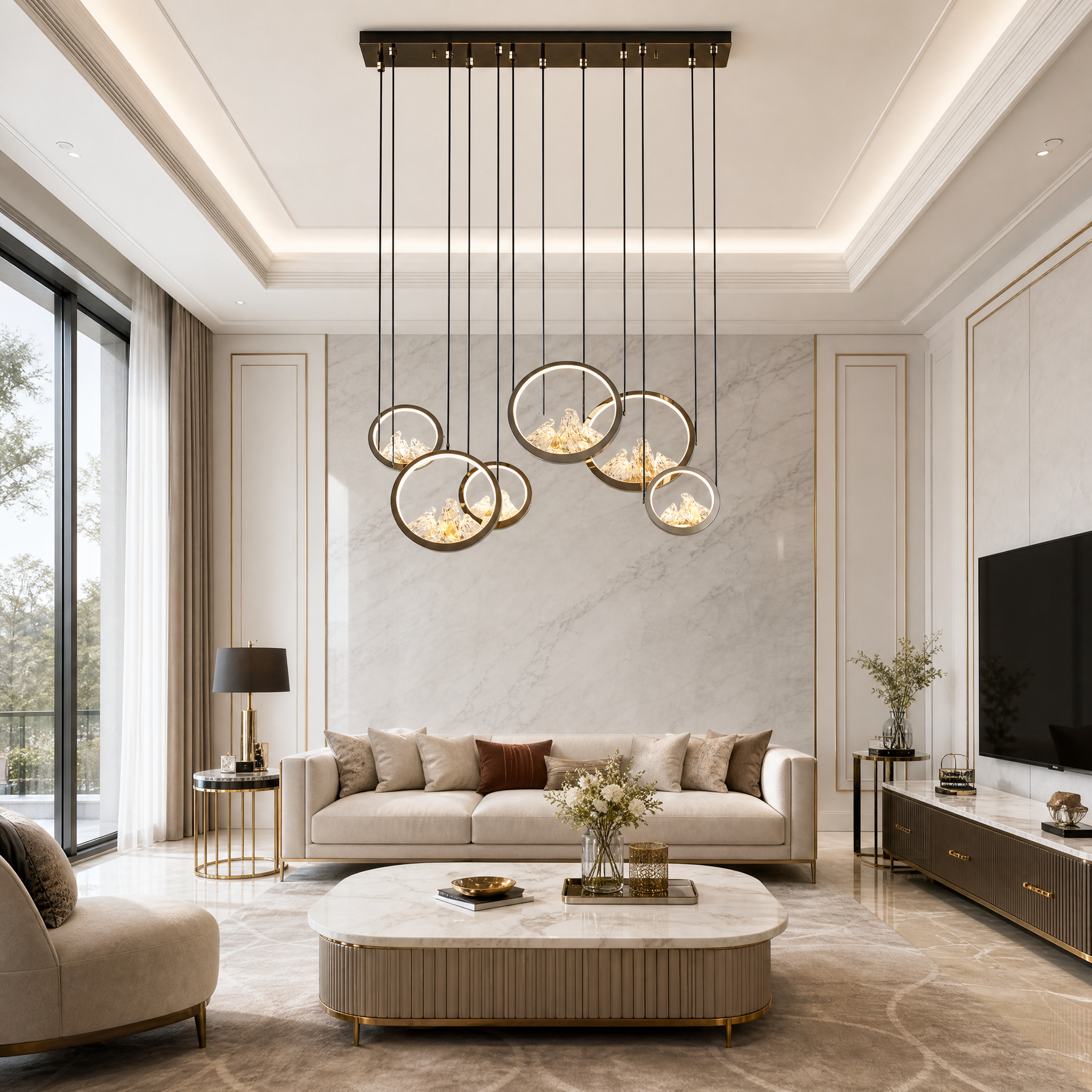 Moonlit Realm Modern Linear Dining Pendant Light
