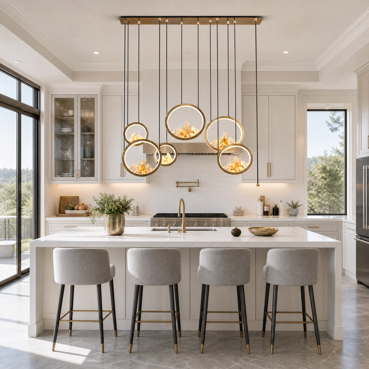 Moonlit Realm Modern Linear Dining Pendant Light