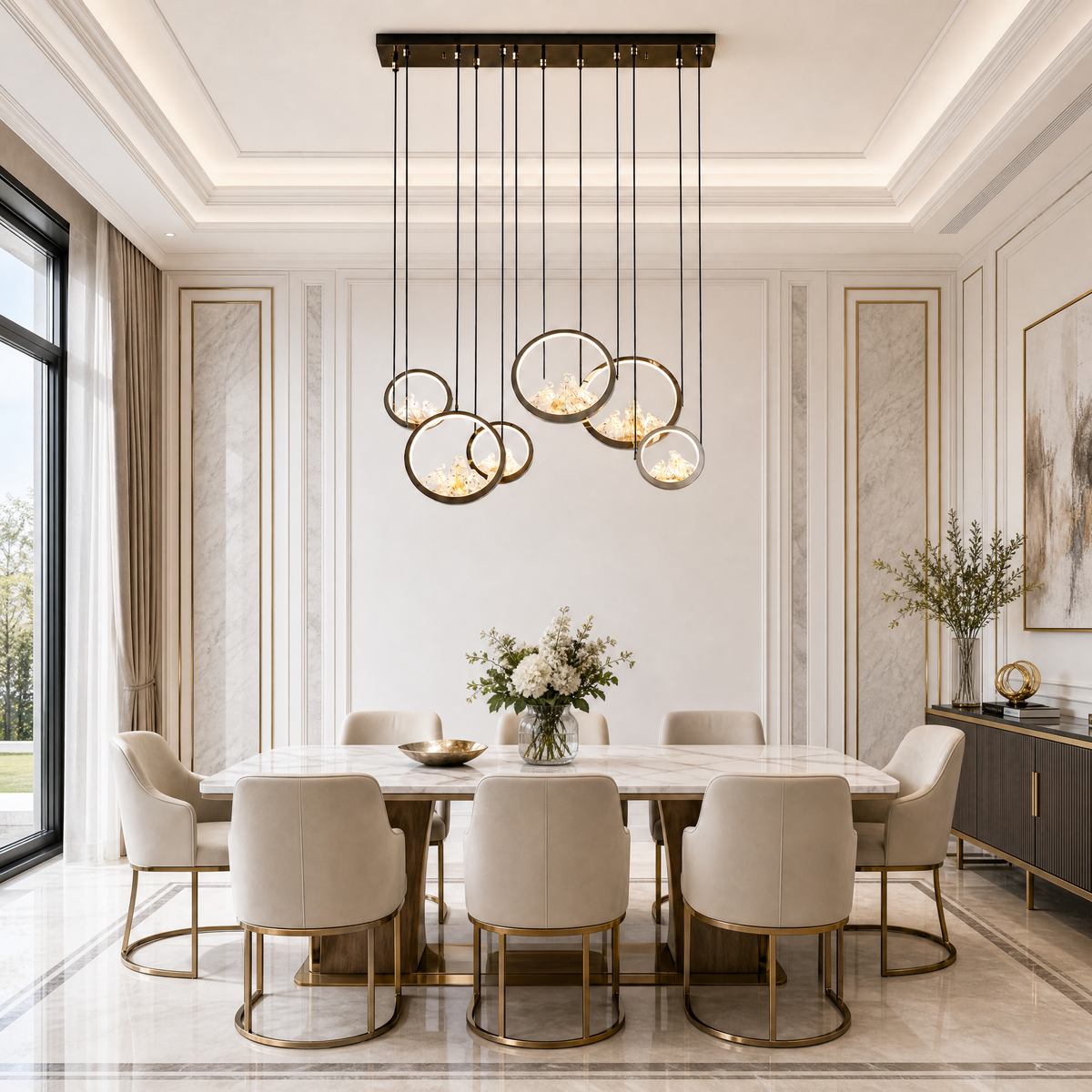 Moonlit Realm Modern Linear Dining Pendant Light