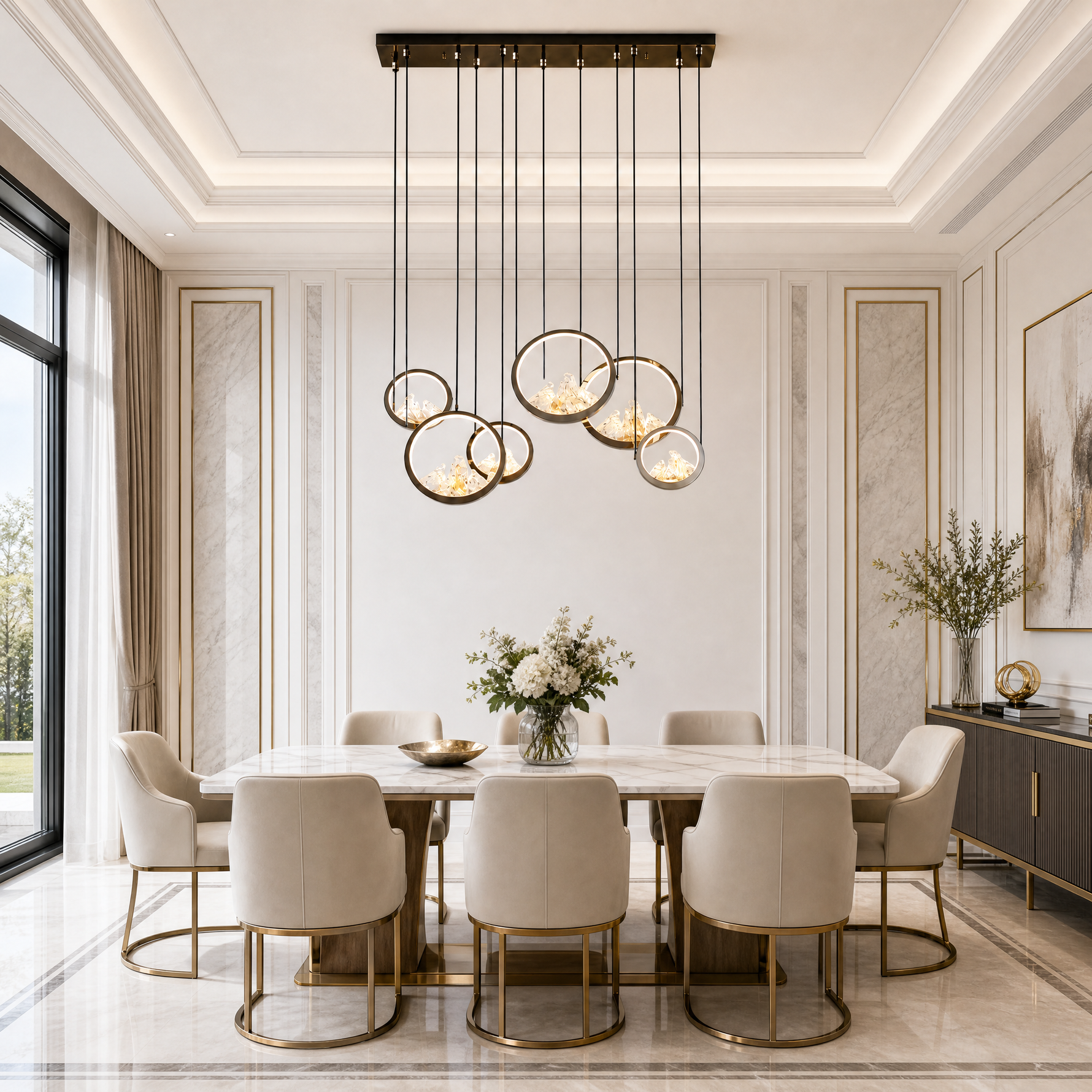 Moonlit Realm Modern Linear Dining Pendant Light