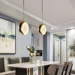 Luxurious Brass & Alabaster Moonshade Pendant Light – 8.7" Diameter