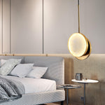 Luxurious Brass & Alabaster Moonshade Pendant Light – 8.7" Diameter