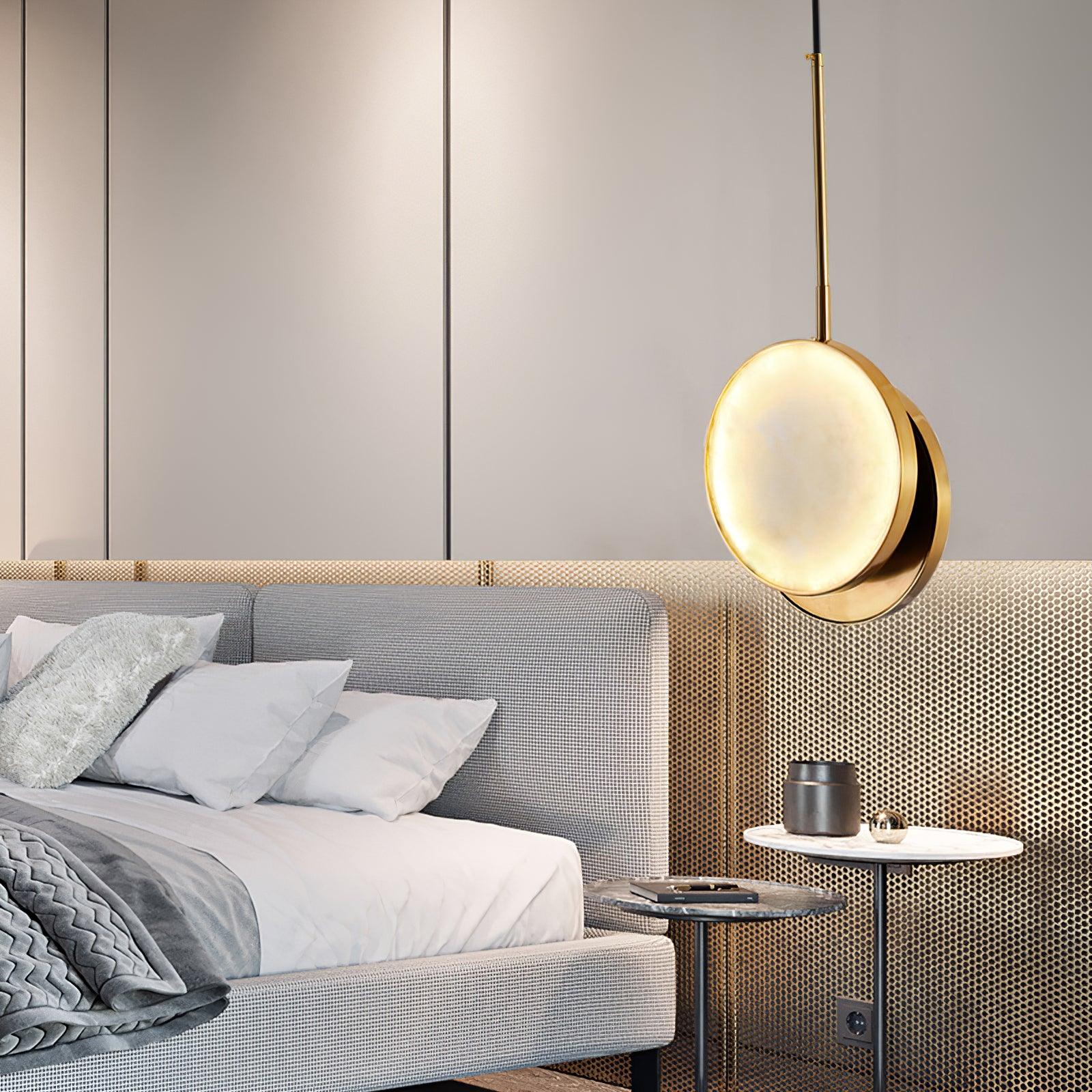 Luxurious Brass & Alabaster Moonshade Pendant Light – 8.7" Diameter