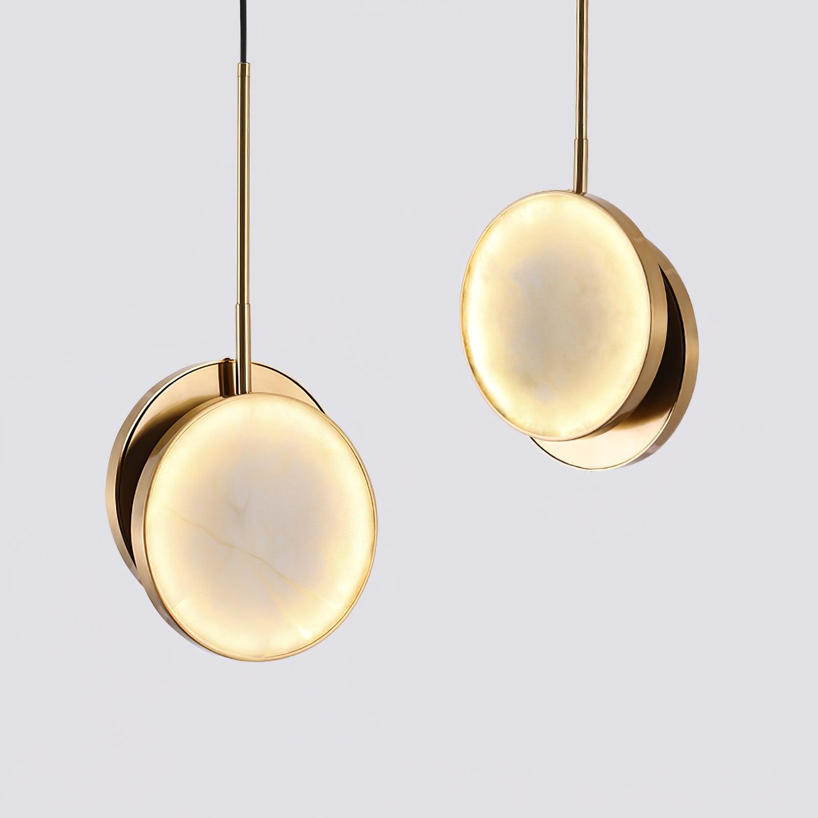 Luxurious Brass & Alabaster Moonshade Pendant Light – 8.7" Diameter