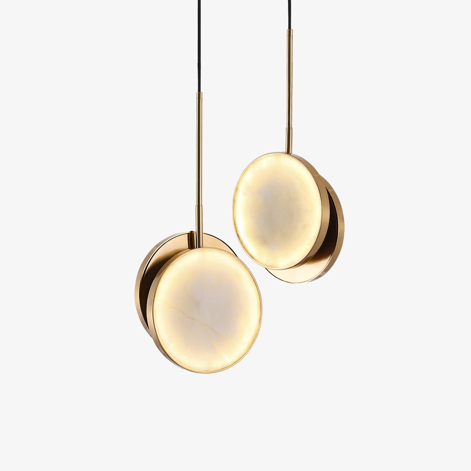 Luxurious Brass & Alabaster Moonshade Pendant Light – 8.7" Diameter
