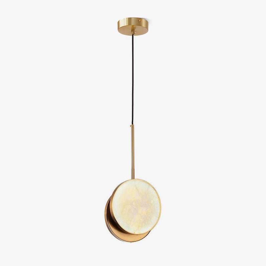 Luxurious Brass & Alabaster Moonshade Pendant Light – 8.7" Diameter