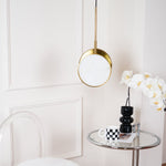 Luxurious Brass & Alabaster Moonshade Pendant Light – 8.7" Diameter