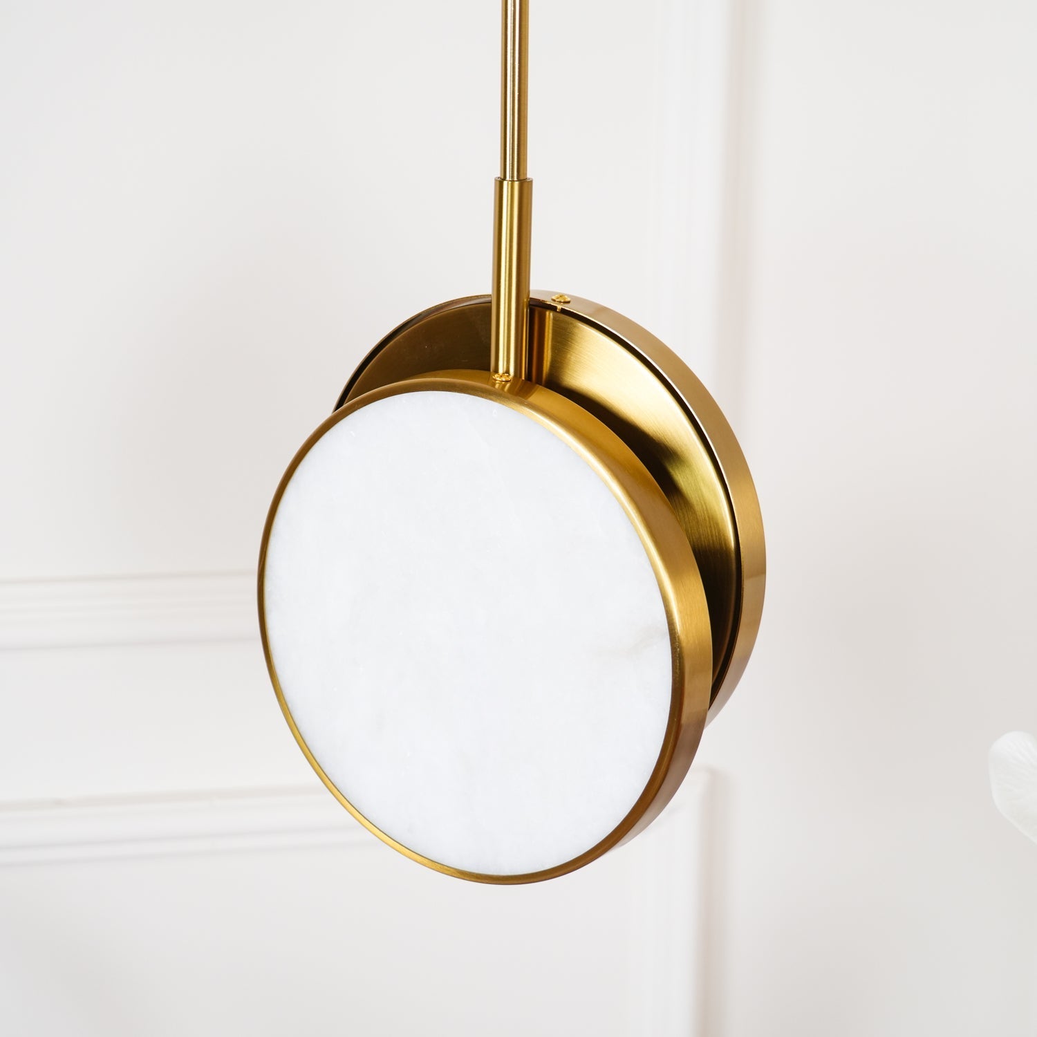 Luxurious Brass & Alabaster Moonshade Pendant Light – 8.7" Diameter