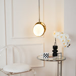 Luxurious Brass & Alabaster Moonshade Pendant Light – 8.7" Diameter