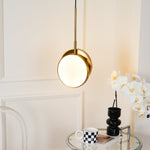 Luxurious Brass & Alabaster Moonshade Pendant Light – 8.7" Diameter