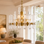Mountain Crystal Column Round Pendant 18 Inch - Copper