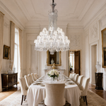 Multi-Tier White Pleated Shade Crystal Chandelier
