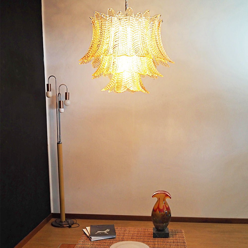 Murano Amber Glass Leaf Chandelier - YIOSI