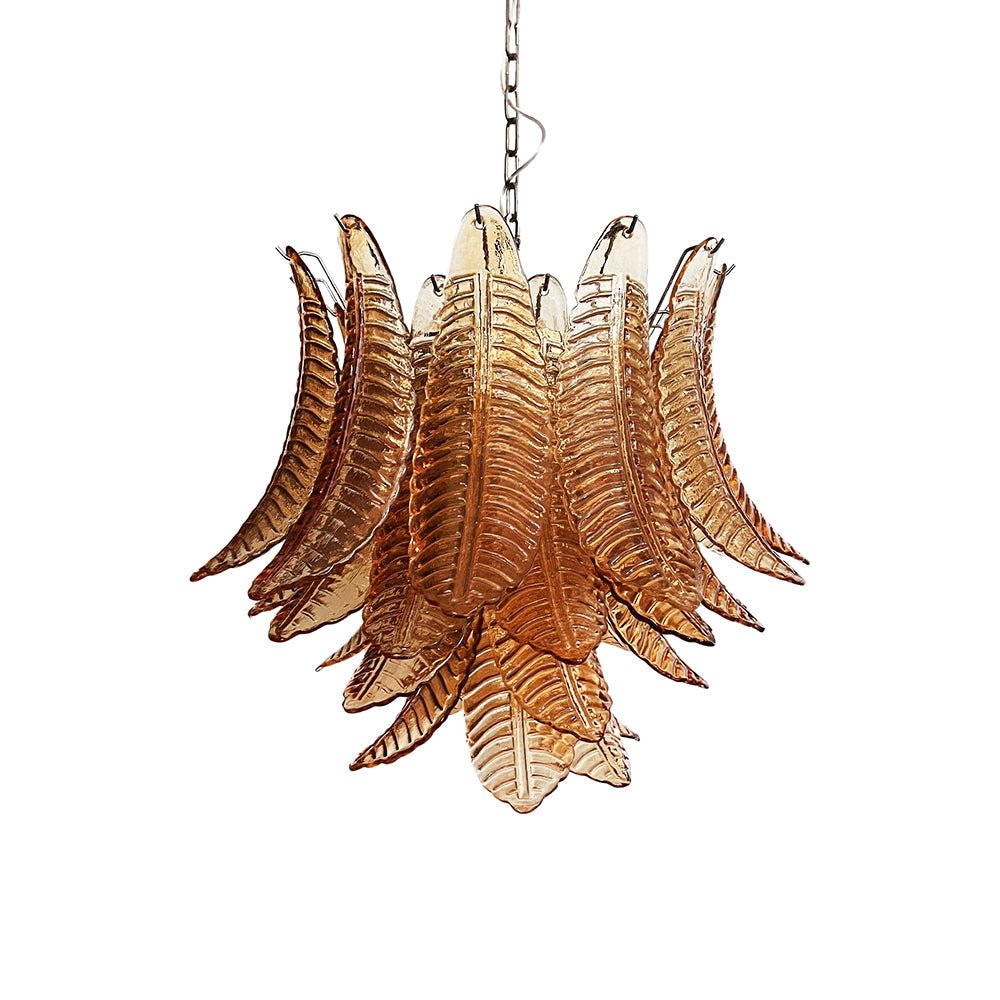 Murano Amber Glass Leaf Chandelier - YIOSI