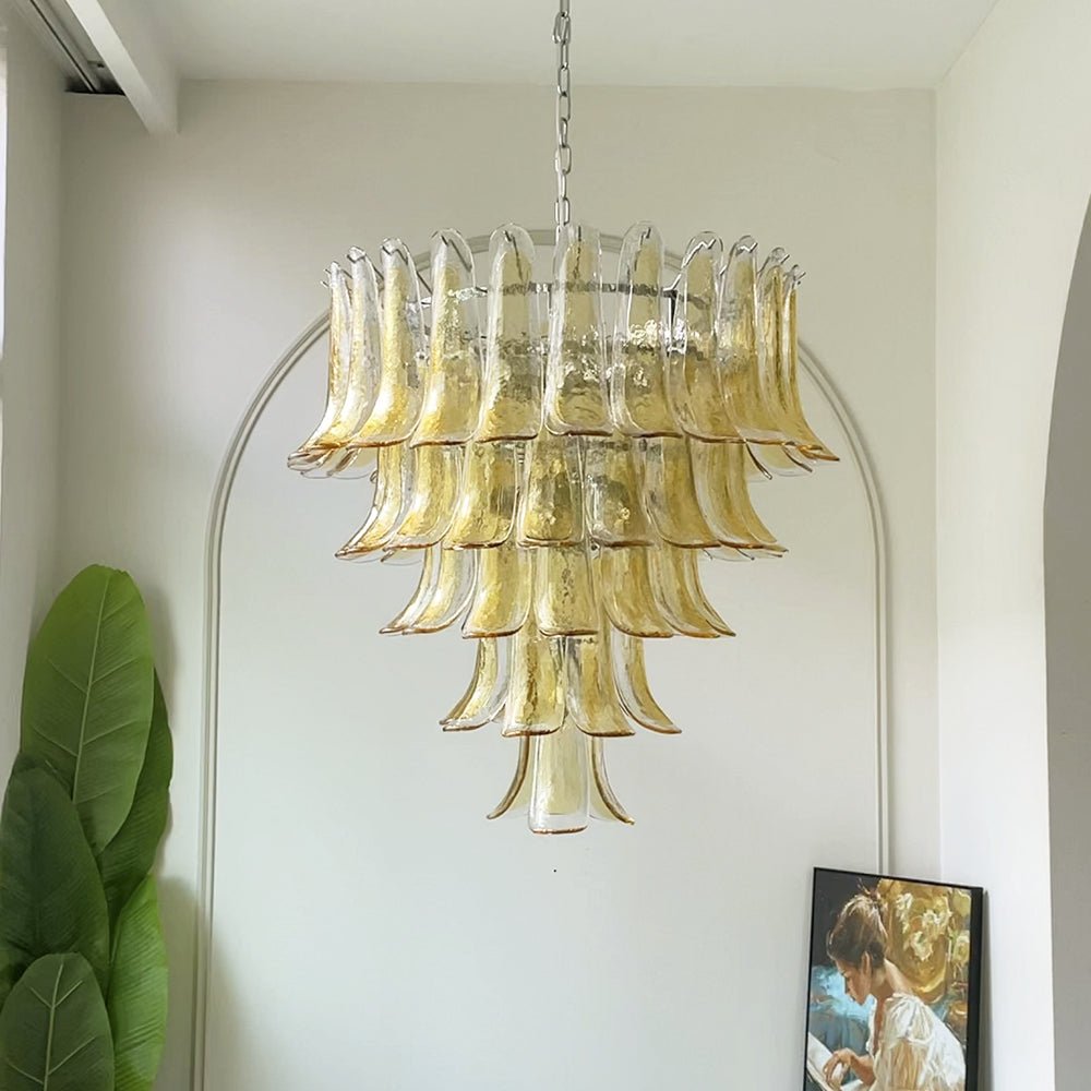 Amber Murano Glass Petals Chandelier - YIOSI