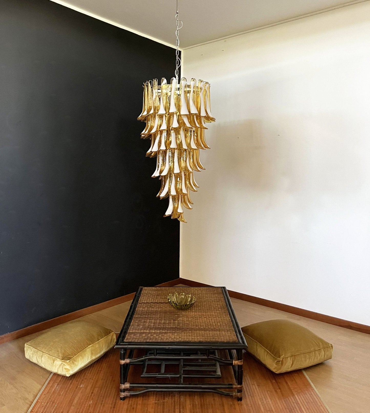 Murano Amber Petals Spiral Chandelier - YIOSI