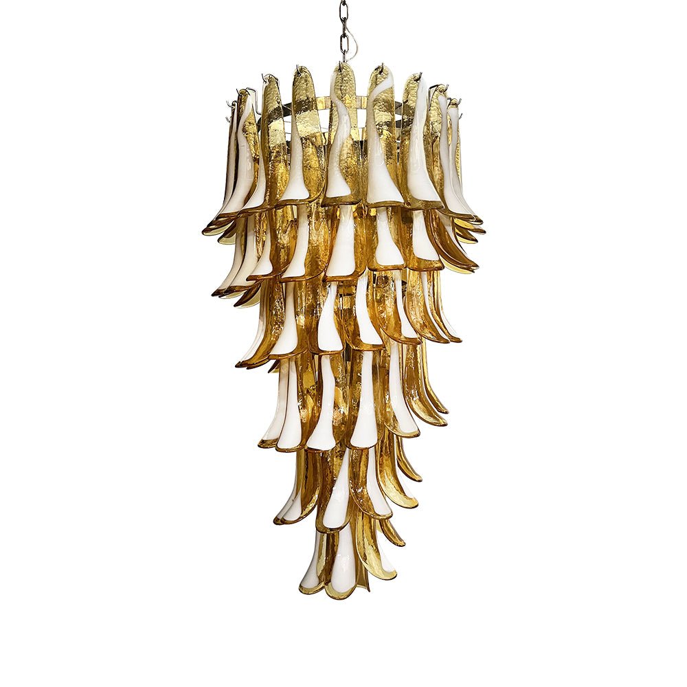 Murano Amber Petals Spiral Chandelier - YIOSI